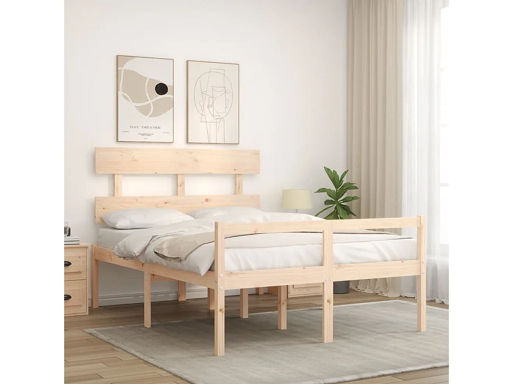 Cama para idosos com cabeceira 140x200 cm madeira maciça PT917481