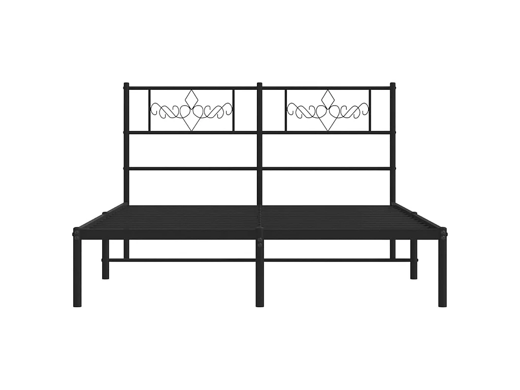 Lit-140x200 cm métal avec tête de lit noir EGGB64137
