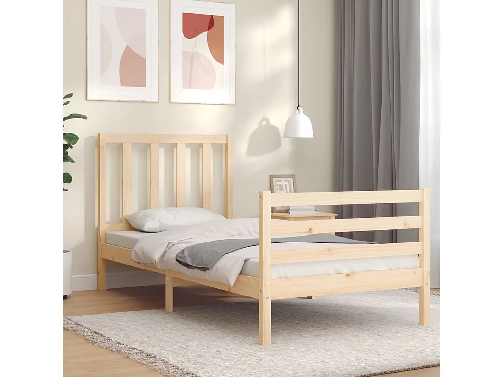 Bedframe met hoofdbord massief hout NL38082