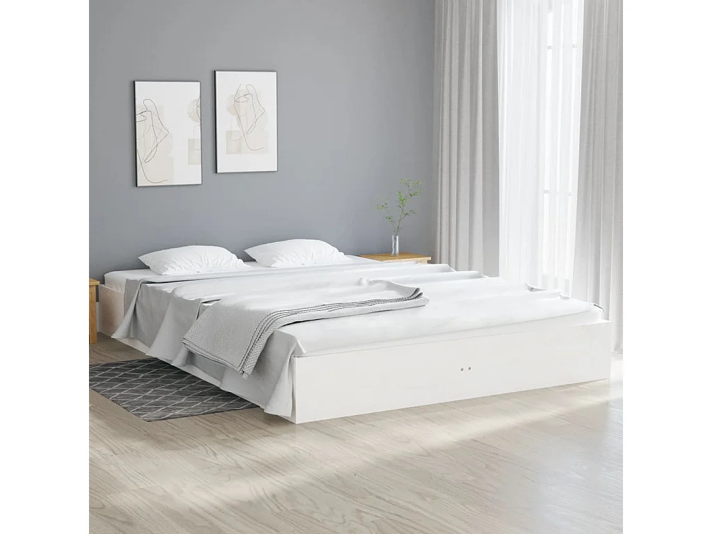 Cama 120x200 cm madera maciza blanca ES77595