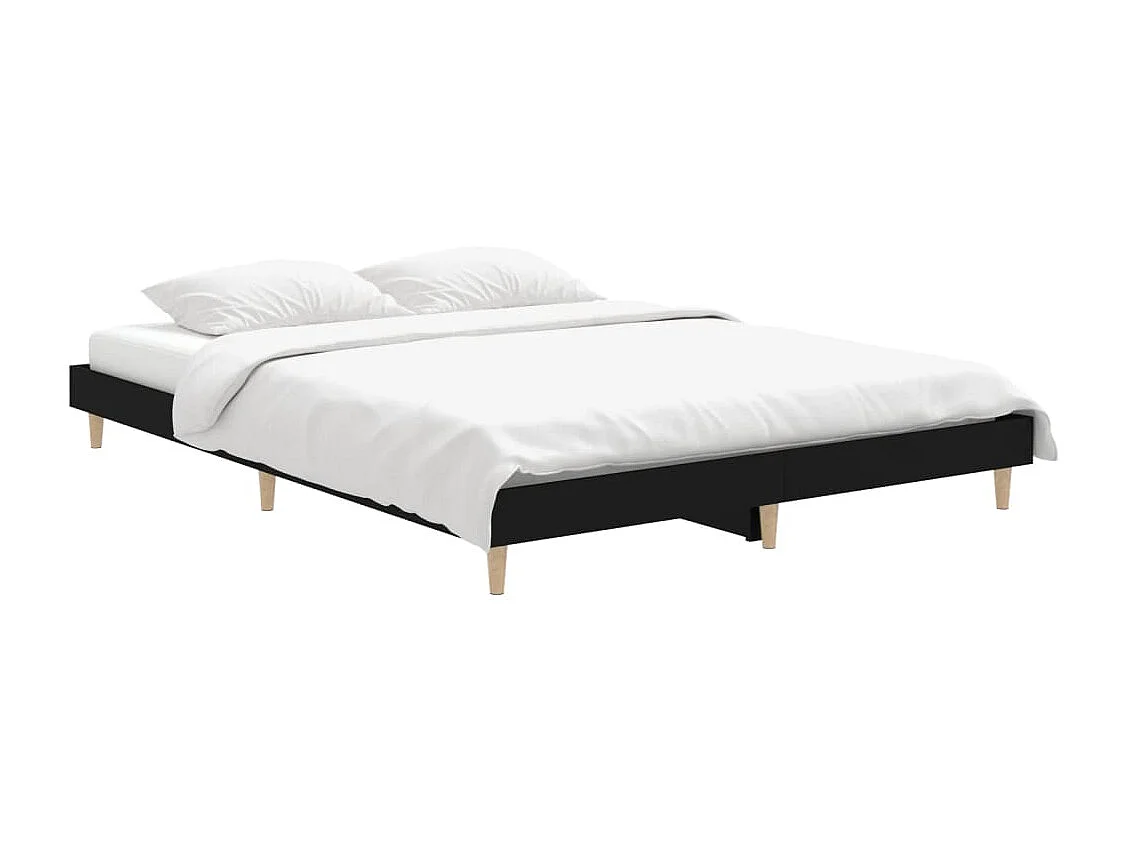 Bedframe LED massief hout zwart 140x190 cm NL39239
