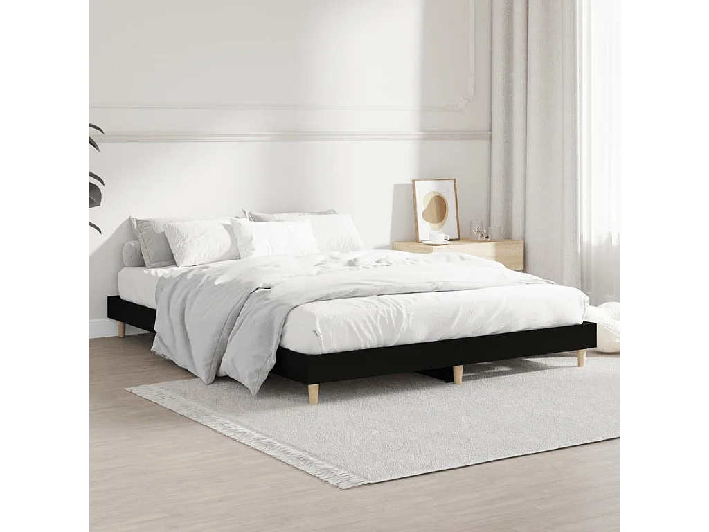 Bedframe LED massief hout zwart 140x190 cm NL39239