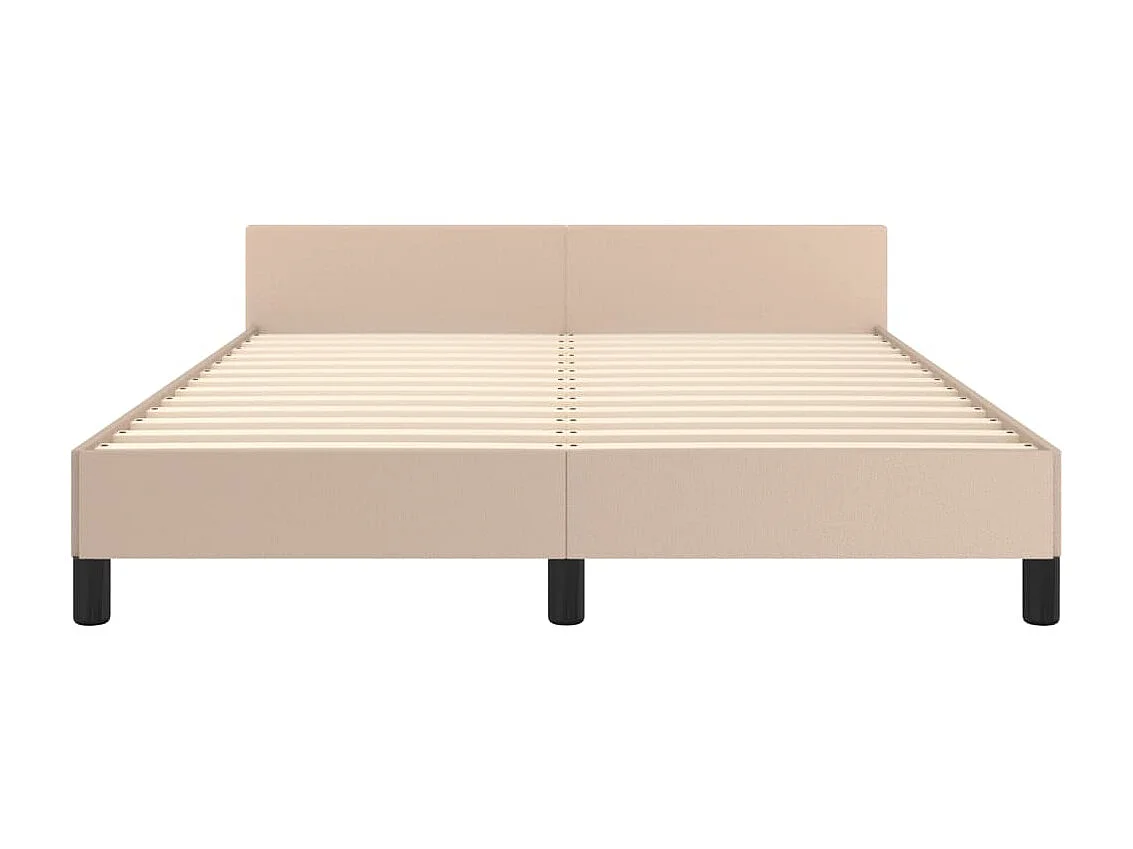 Cama - 140x200 cm, cabeceira couro artificial cappuccino PT450179