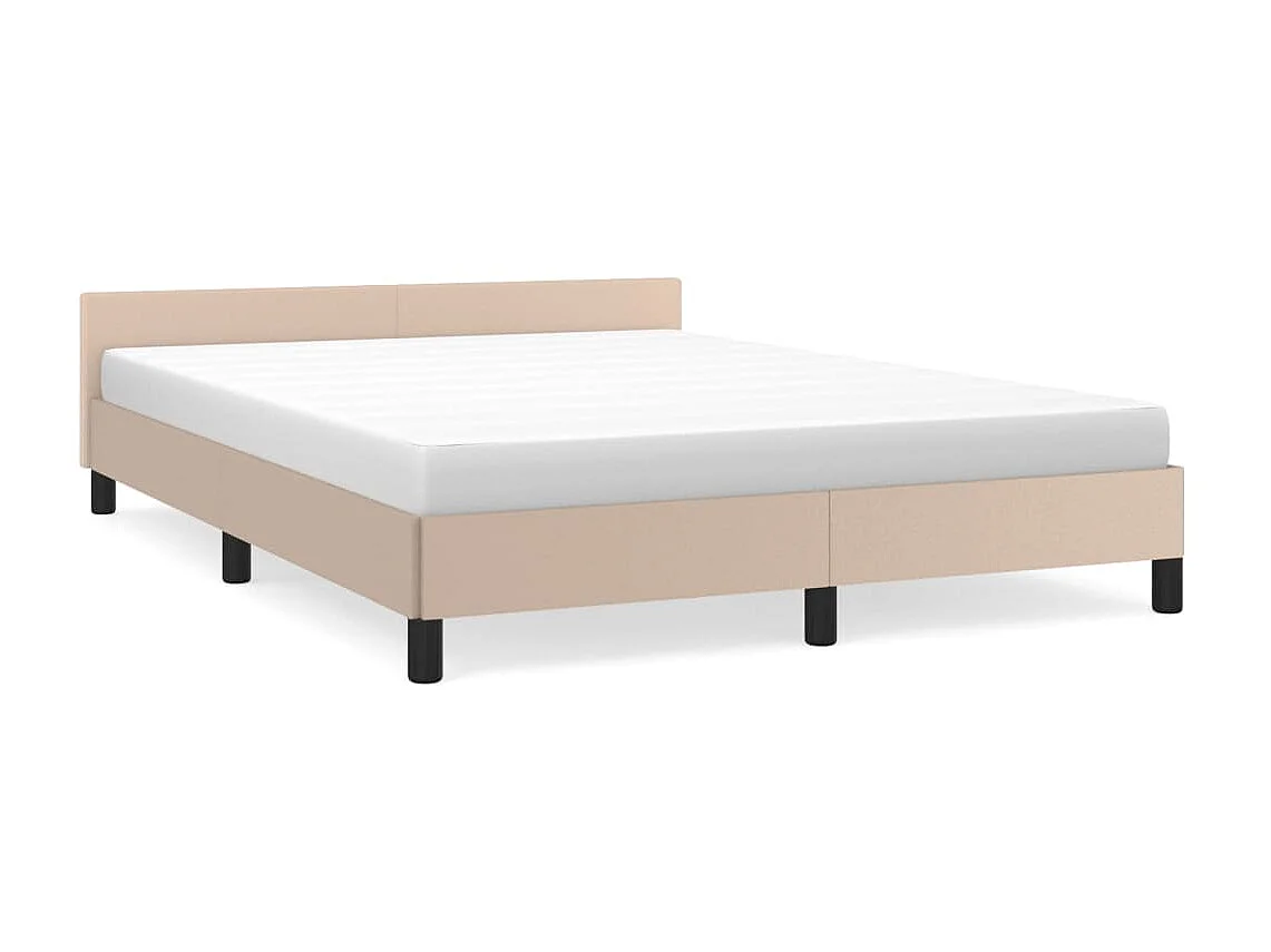 Cama 140x200 cm cabecero cuero sintético capuchino ES48288