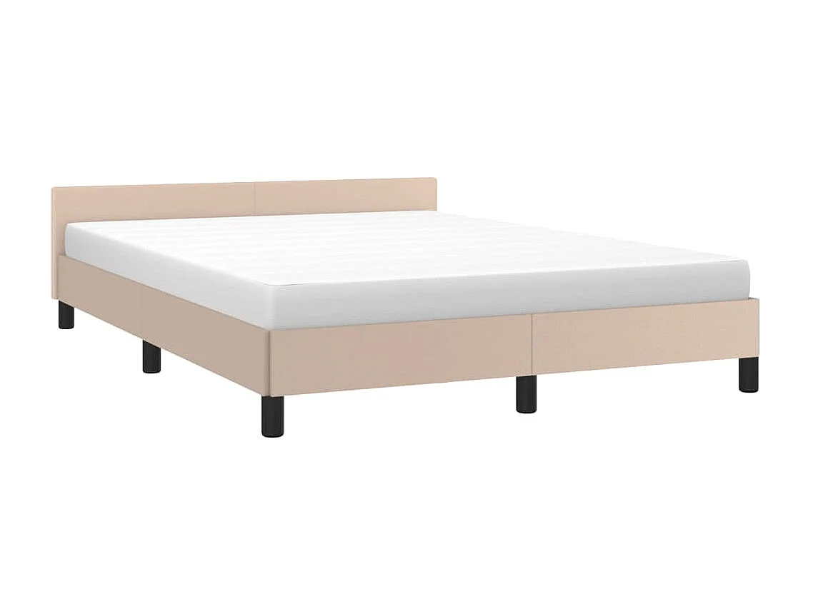 Cama 140x200 cm cabecero cuero sintético capuchino ES48288