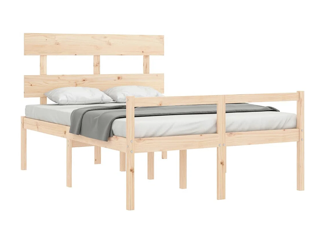 Lit-140x190 cm pour personne âgée et tête de lit bois massif EGGB81253