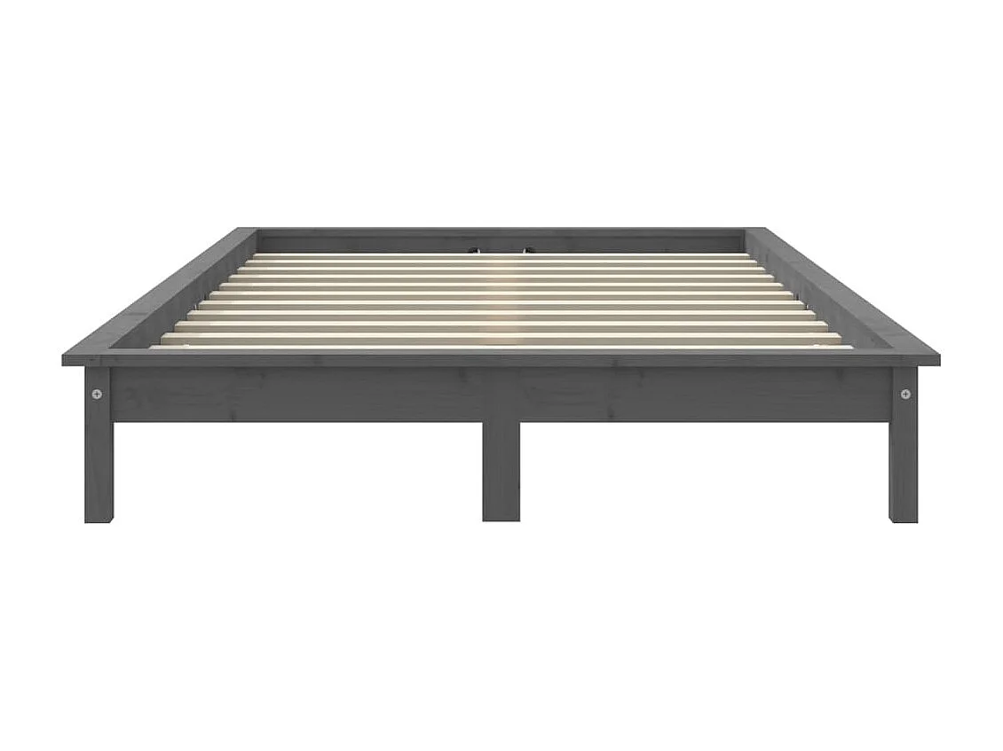 Lit-200x200 cm Gris Bois de pin massif EGGB81406