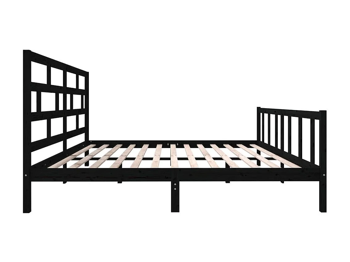 Lit-200x200 cm Noir Bois de pin massif EGGB54626