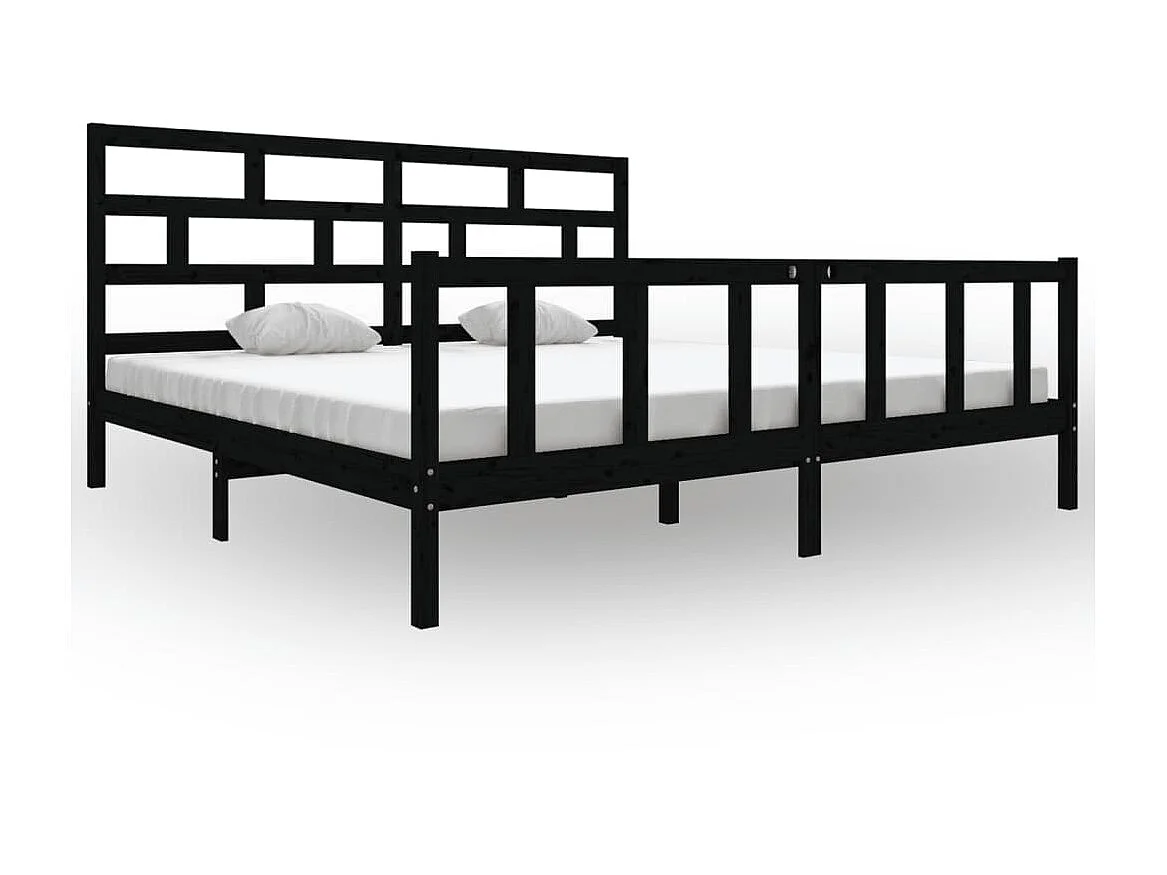 Cama 200x200 cm de madera maciza de pino negro ES96522