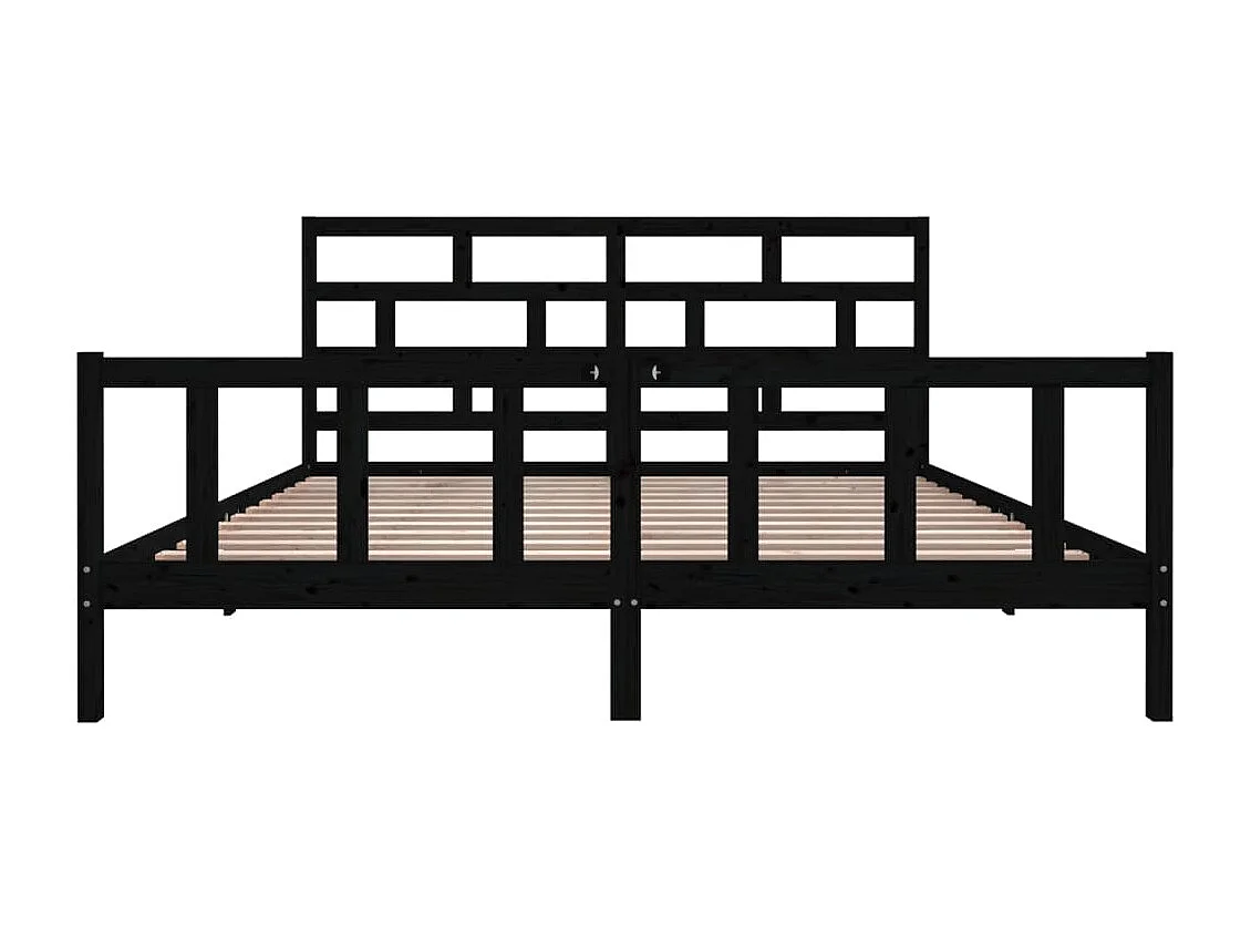 Cama 200x200 cm de madera maciza de pino negro ES96522