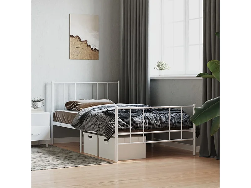 Bedframe met hoofd- en voeteneinde metaal wit 80x200 cm NL27544
