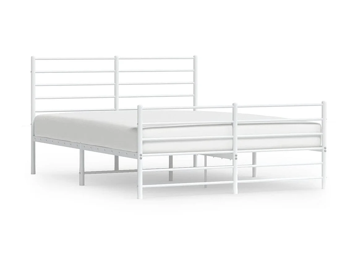 Cama 120x190 cm metal con cabecero y estribo blanco ES90853