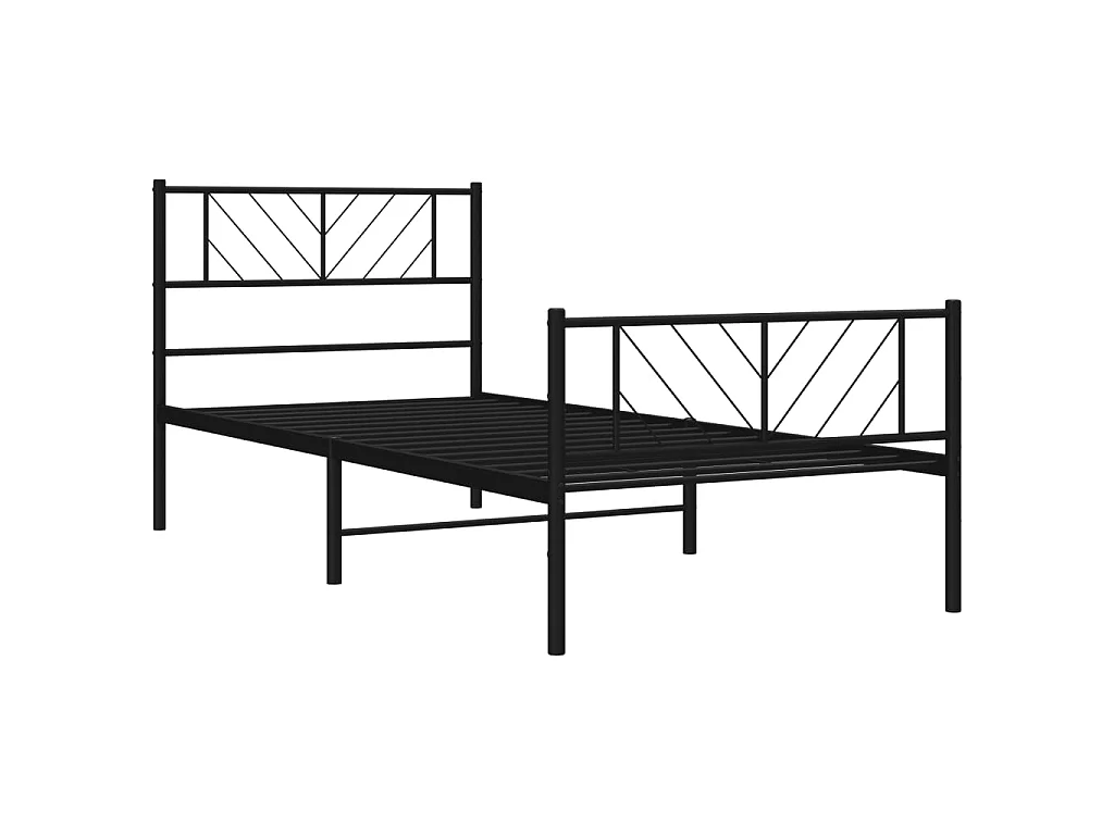 Lit-90x190 cm métal avec tête de lit/pied de lit noir EGGB98859