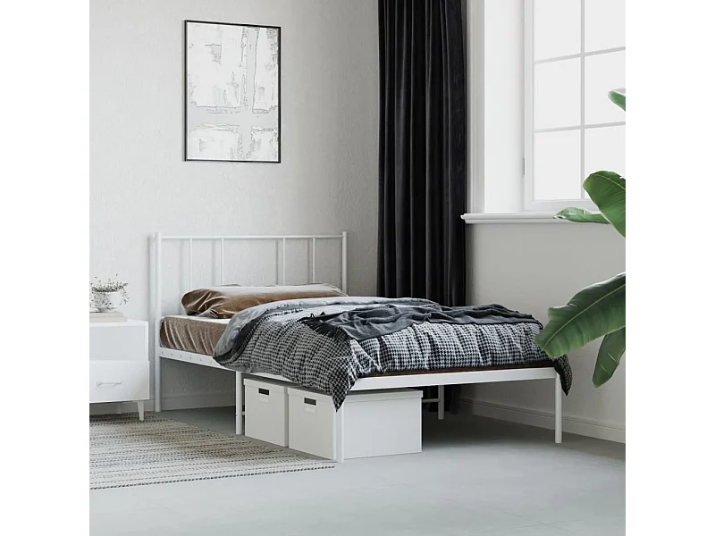 Cama com cabeceira 80x200 cm metal branco PT968558