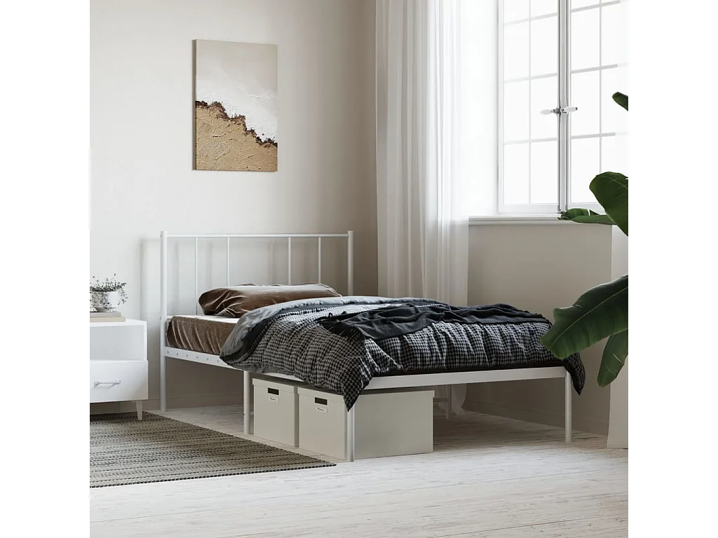 Cama com cabeceira 80x200 cm metal branco PT968558