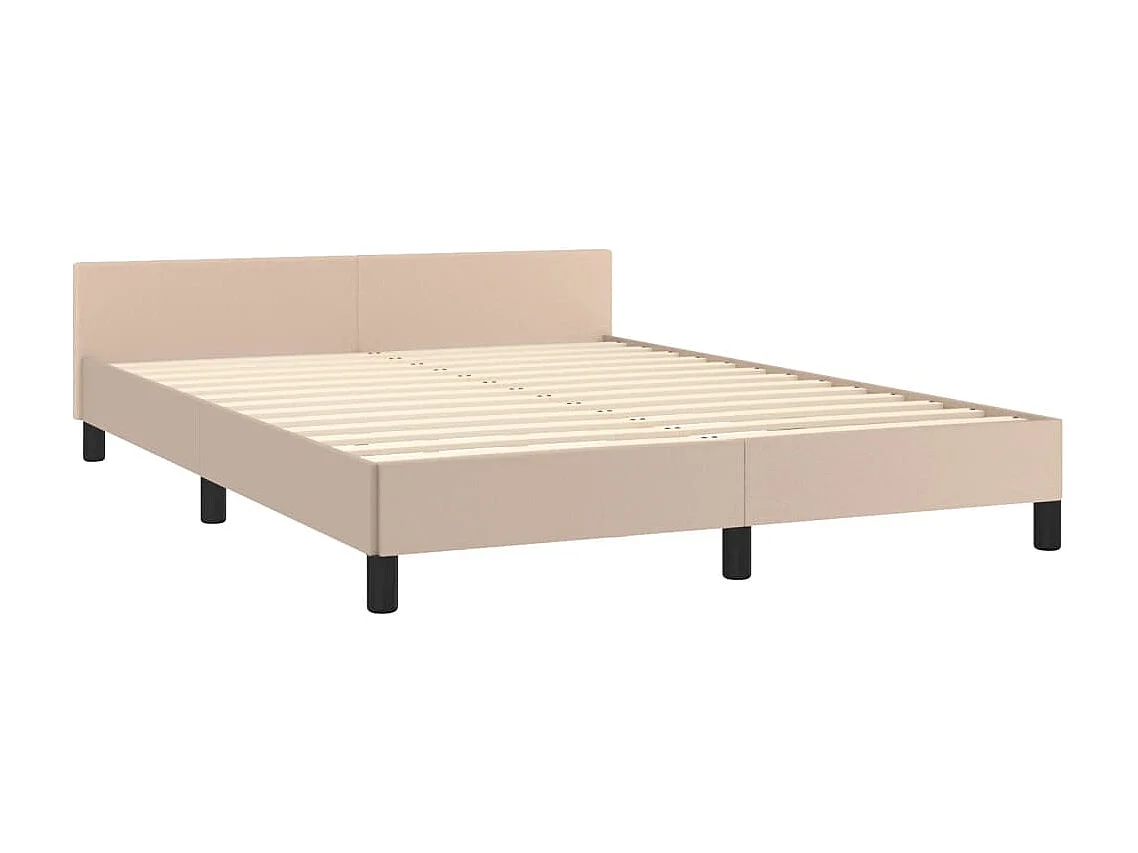 Cama 140x200 cm cabecero cuero sintético capuchino ES55692