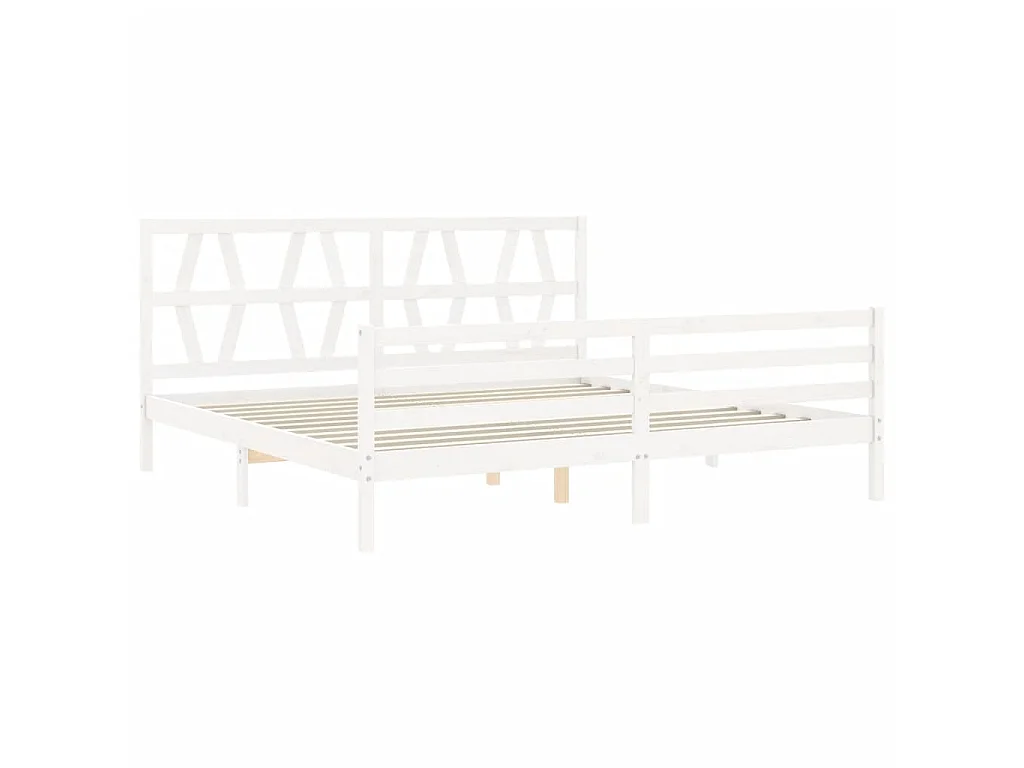 Lit-200x200 cm avec tête de lit blanc bois massif EGGB77697