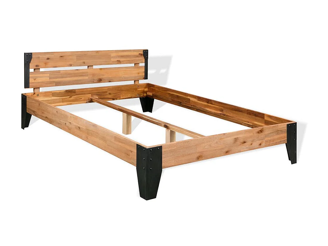 Lit-152x203 cm Bois d'acacia massif et acier EGGB91511