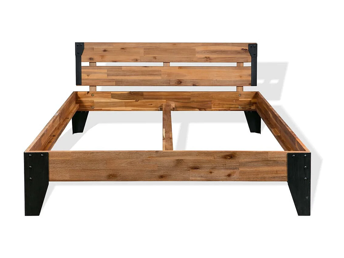 Lit-152x203 cm Bois d'acacia massif et acier EGGB91511