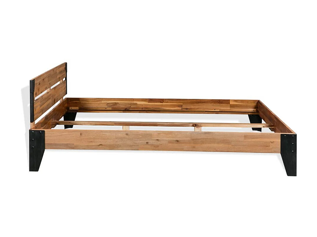 Lit-152x203 cm Bois d'acacia massif et acier EGGB91511