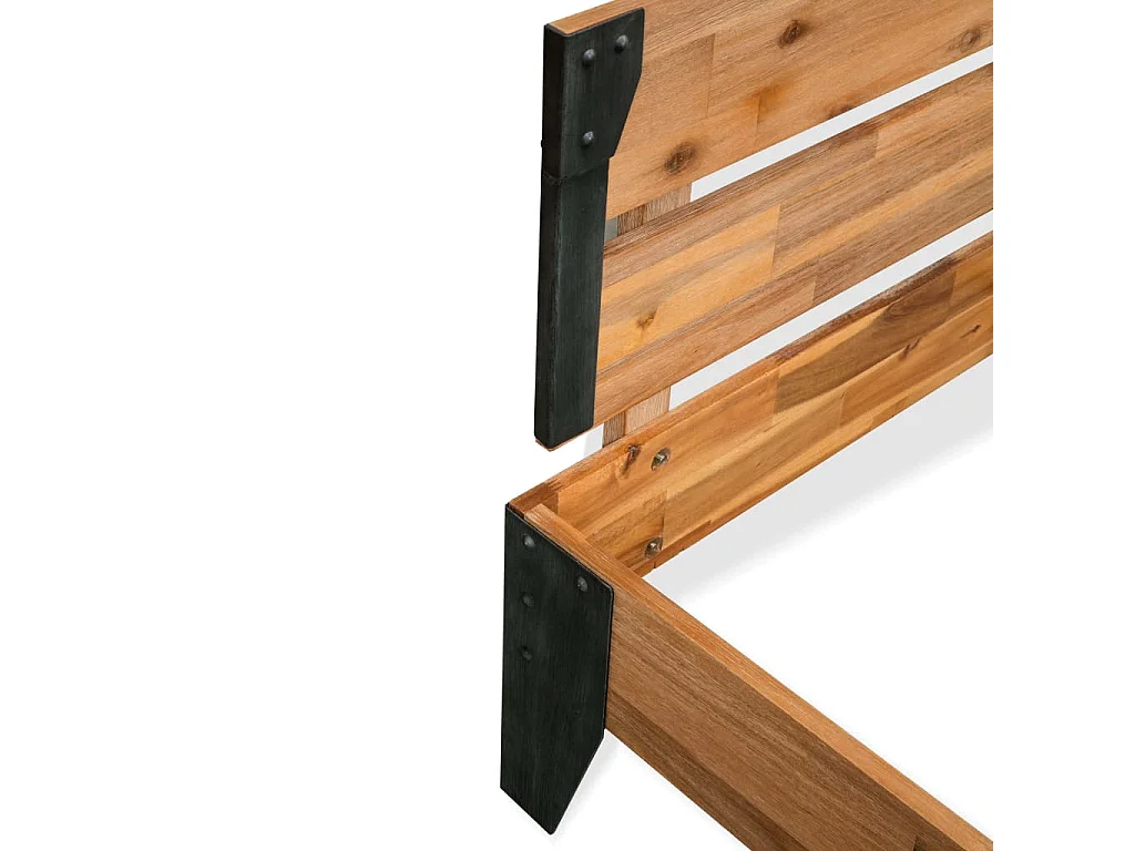 Lit-152x203 cm Bois d'acacia massif et acier EGGB91511