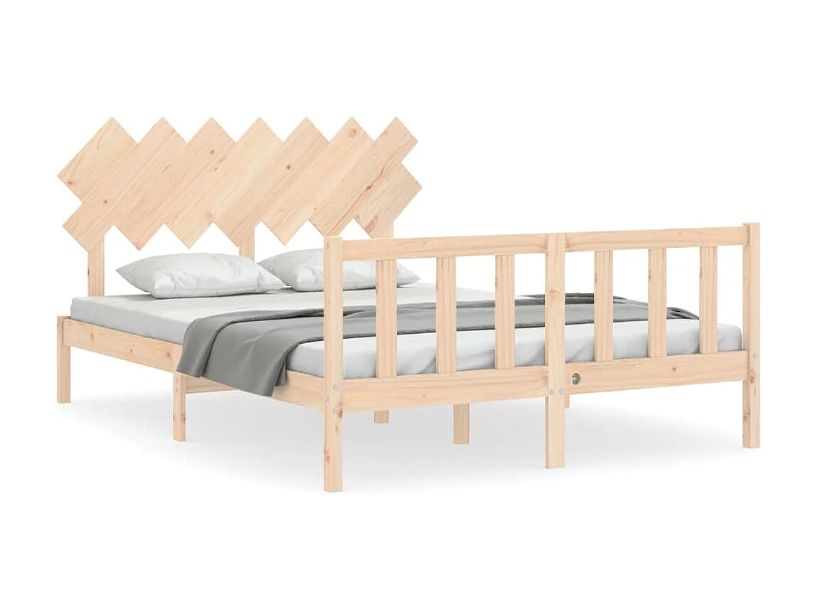Lit-150x200 cm avec tête de lit King Size bois massif EGGB12405