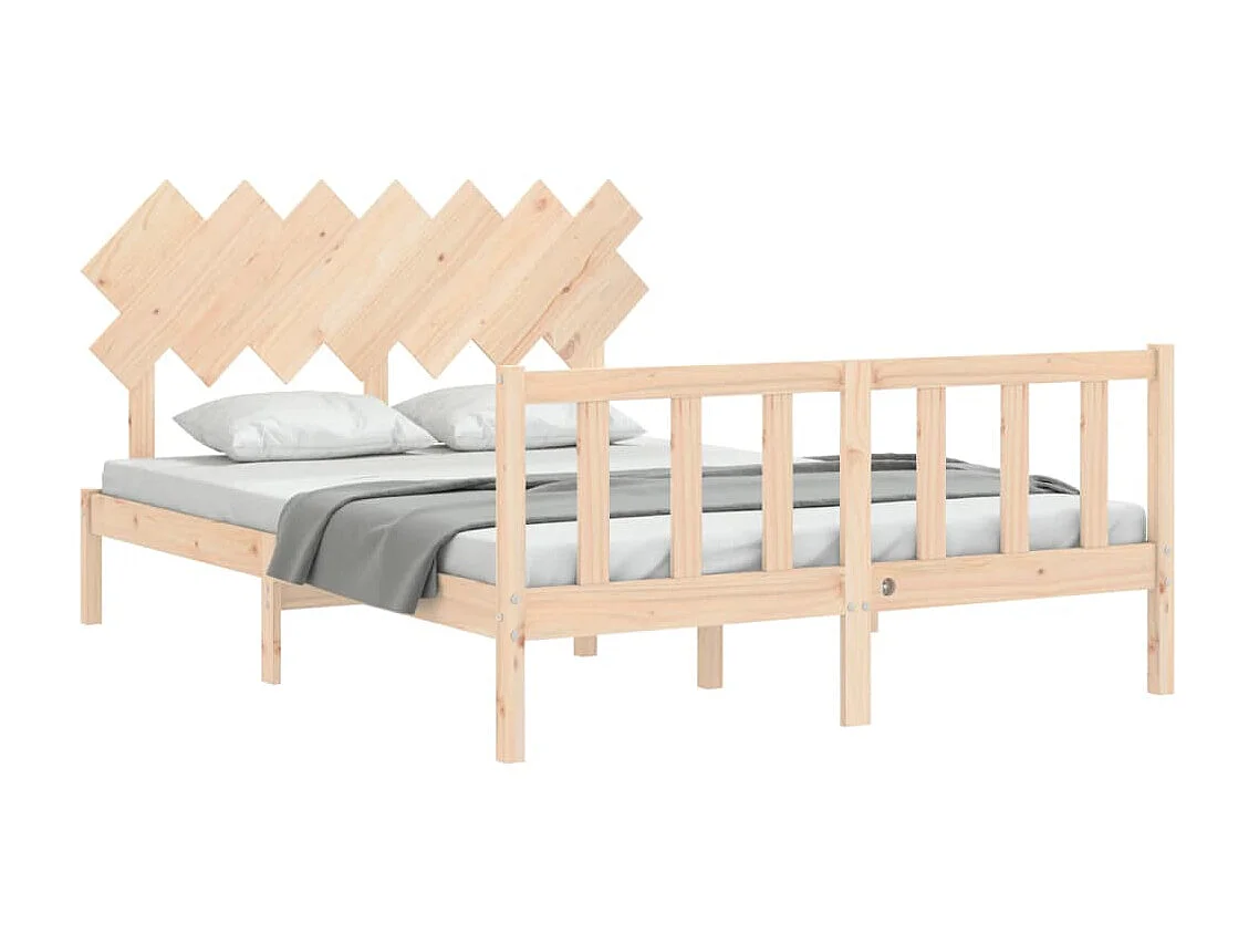 Lit-150x200 cm avec tête de lit King Size bois massif EGGB12405