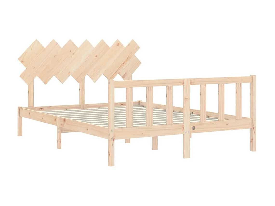 Lit-150x200 cm avec tête de lit King Size bois massif EGGB12405