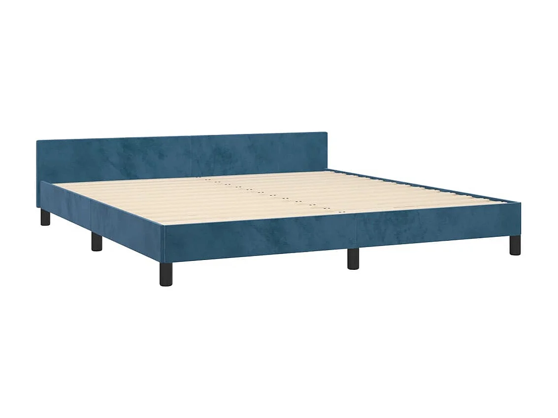 Lit-180x200 cm avec tête de lit Bleu foncé Velours EGGB90506