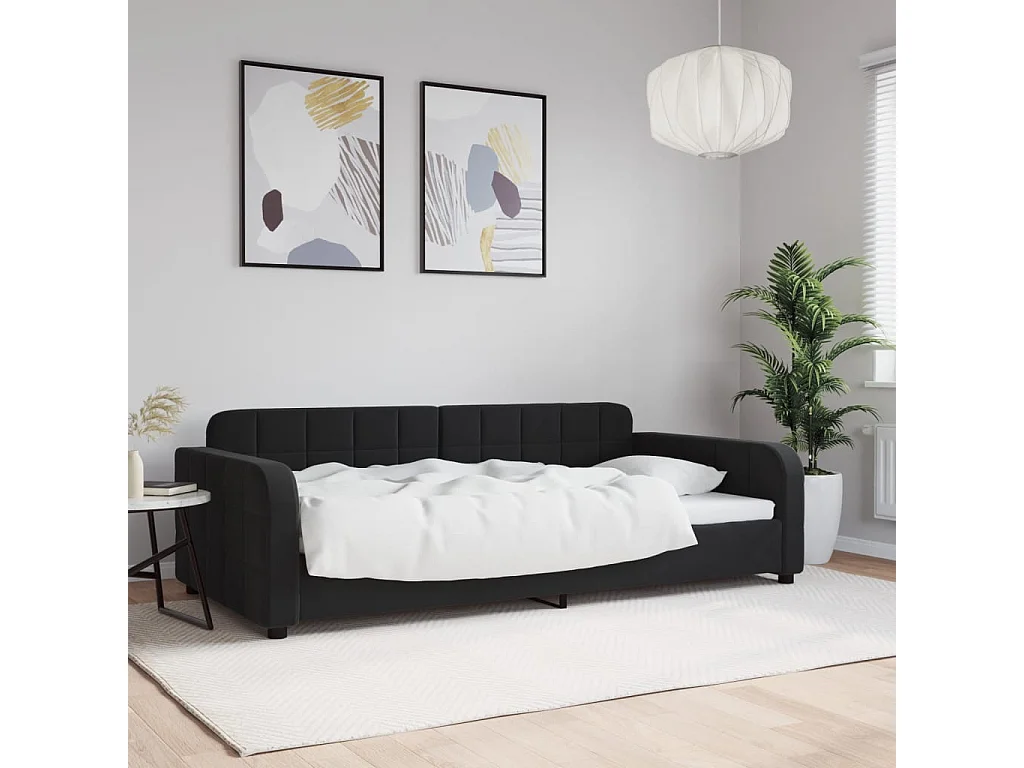 Lit-100x200 cm de repos noir velours EGGB10384