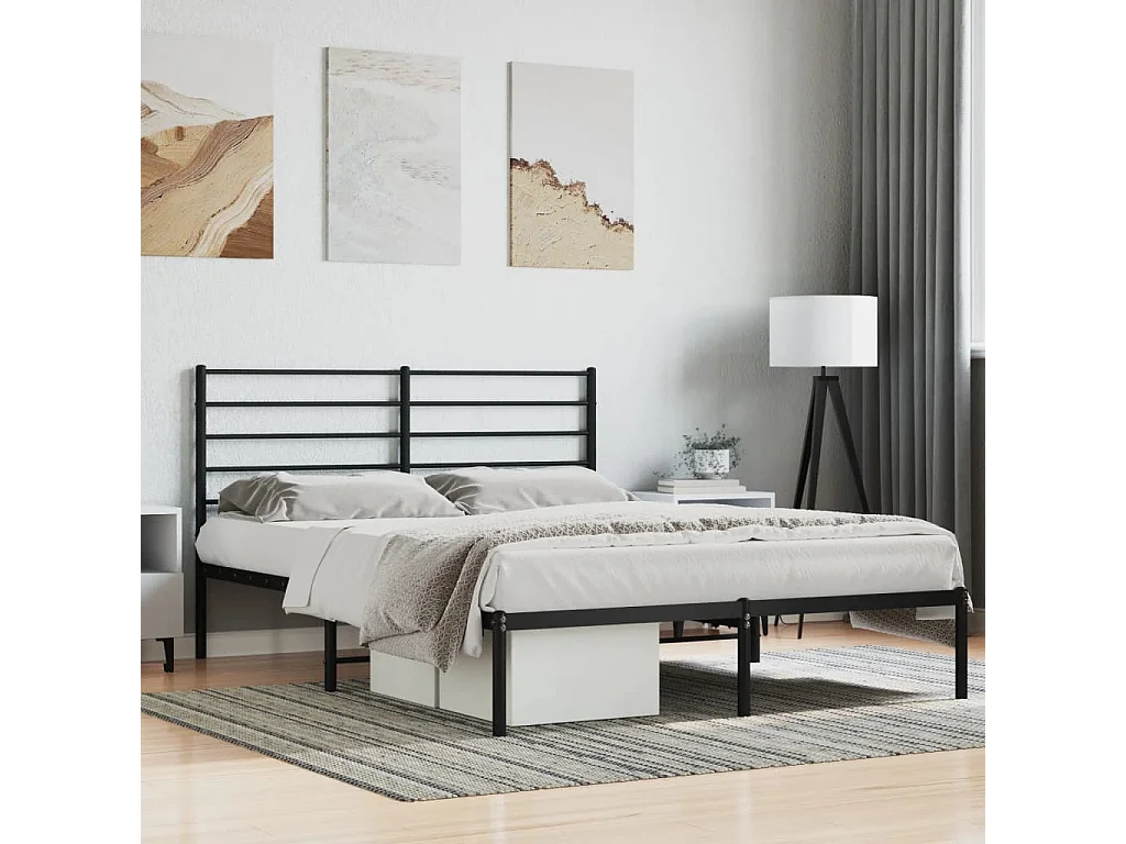 Cama com cabeceira 120x200 cm metal preto PT217688