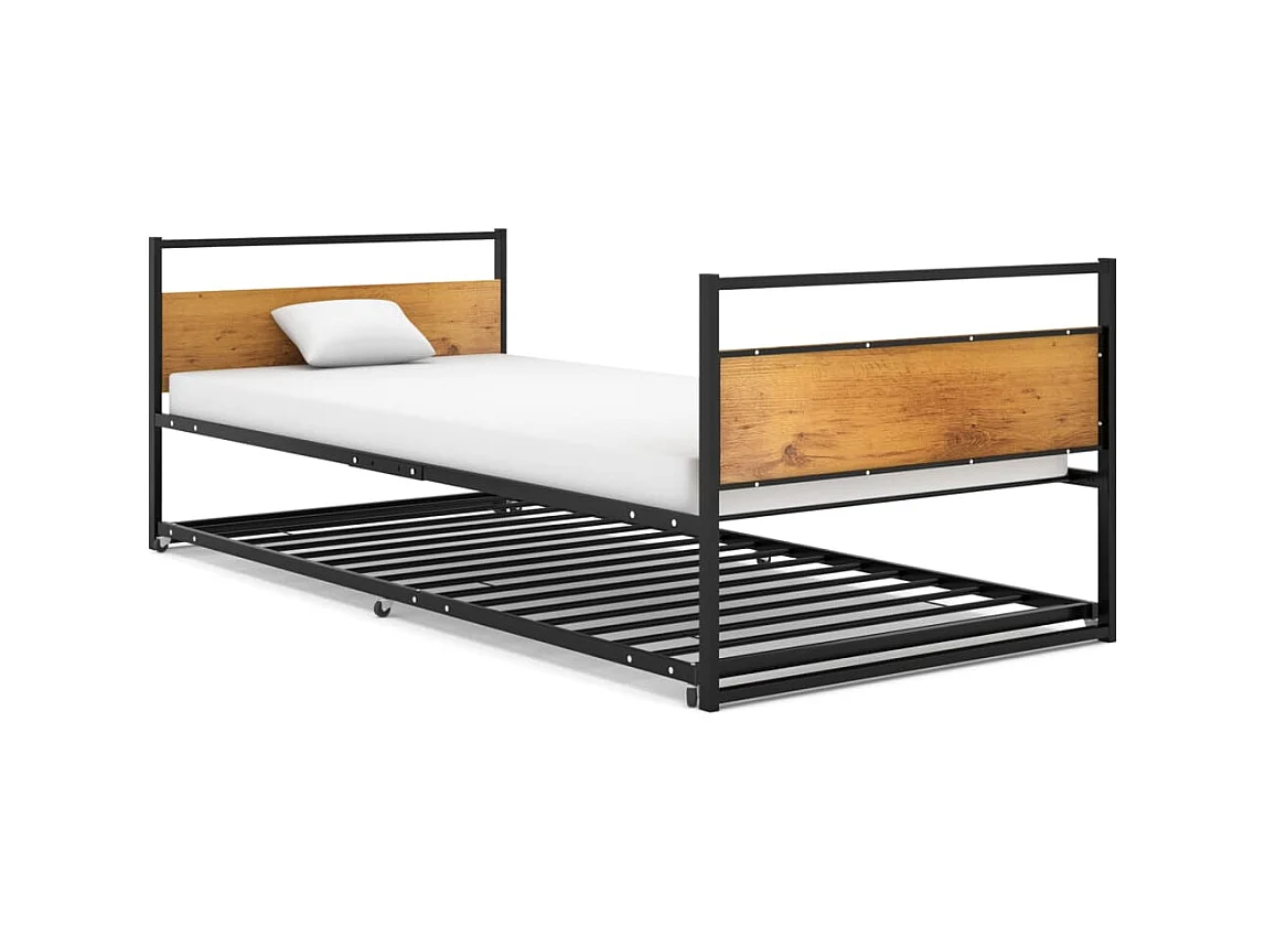 Lit-90x200 cm extensible Noir Métal EGGB50156