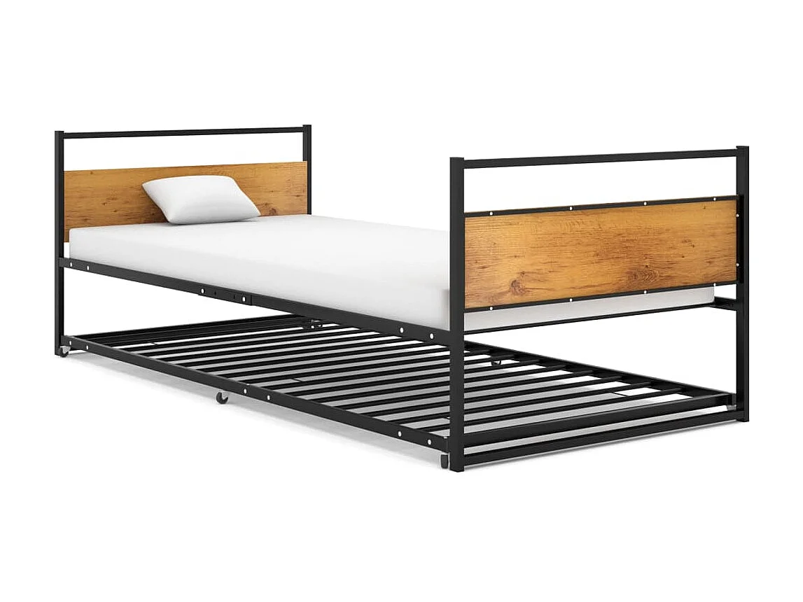 Bedframe uitschuifbaar metaal zwart 90x200 cm NL95733