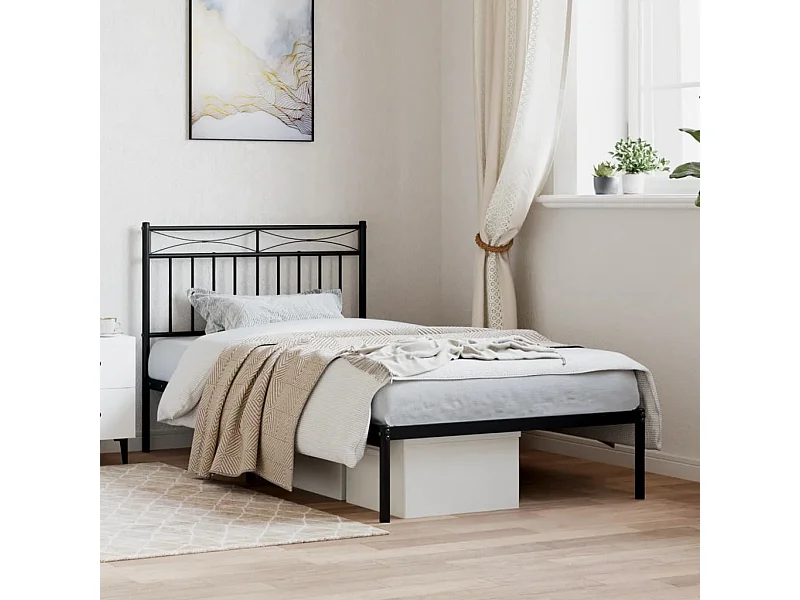 Cama 100x190 cm con cabecero metal negro ES57516