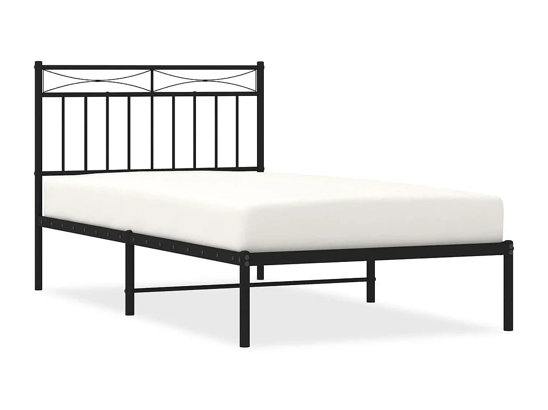 Lit-100x190 cm métal avec tête de lit noir EGGB88711
