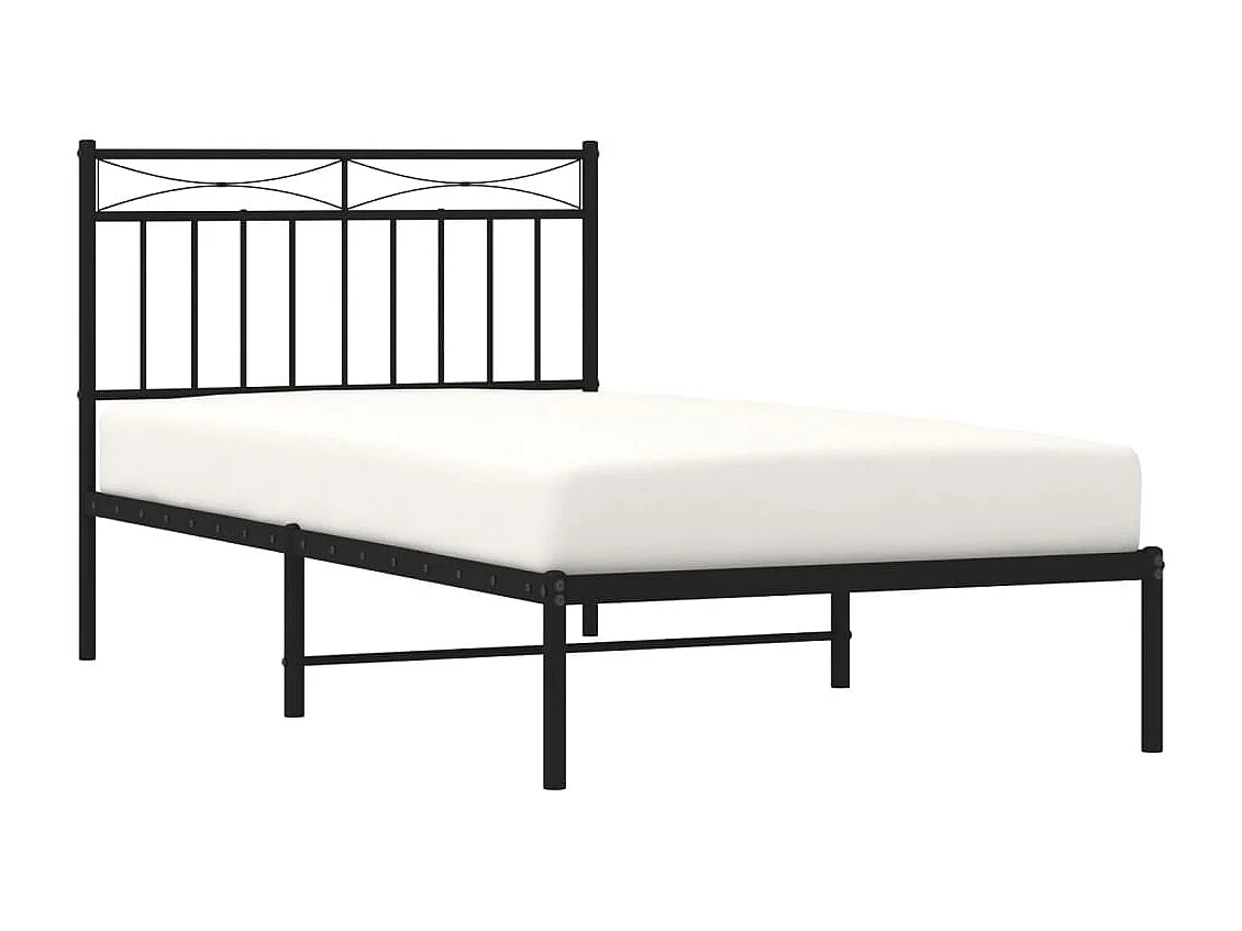 Lit-100x190 cm métal avec tête de lit noir EGGB88711