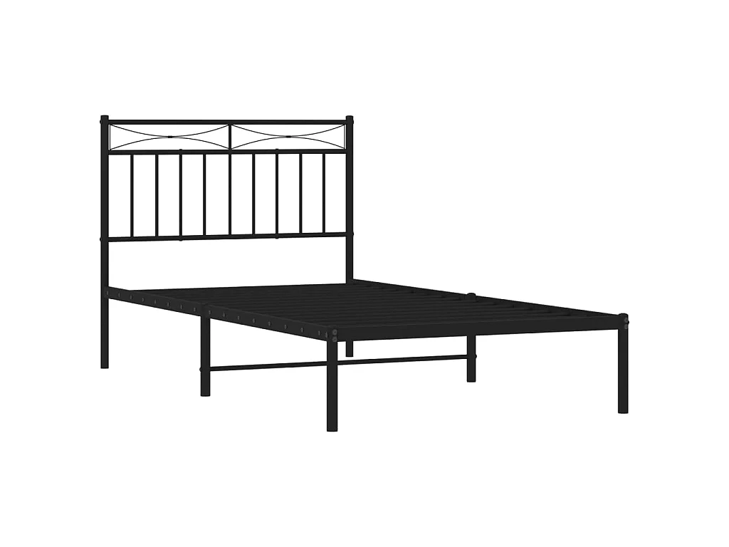 Lit-100x190 cm métal avec tête de lit noir EGGB88711