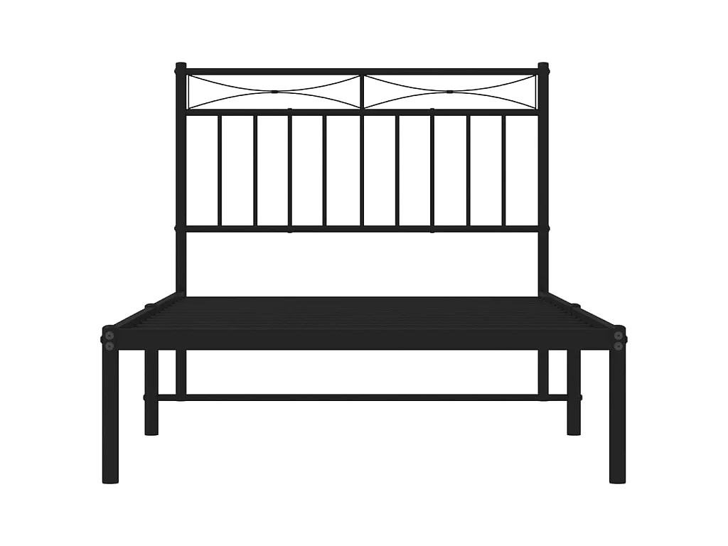 Lit-100x190 cm métal avec tête de lit noir EGGB88711