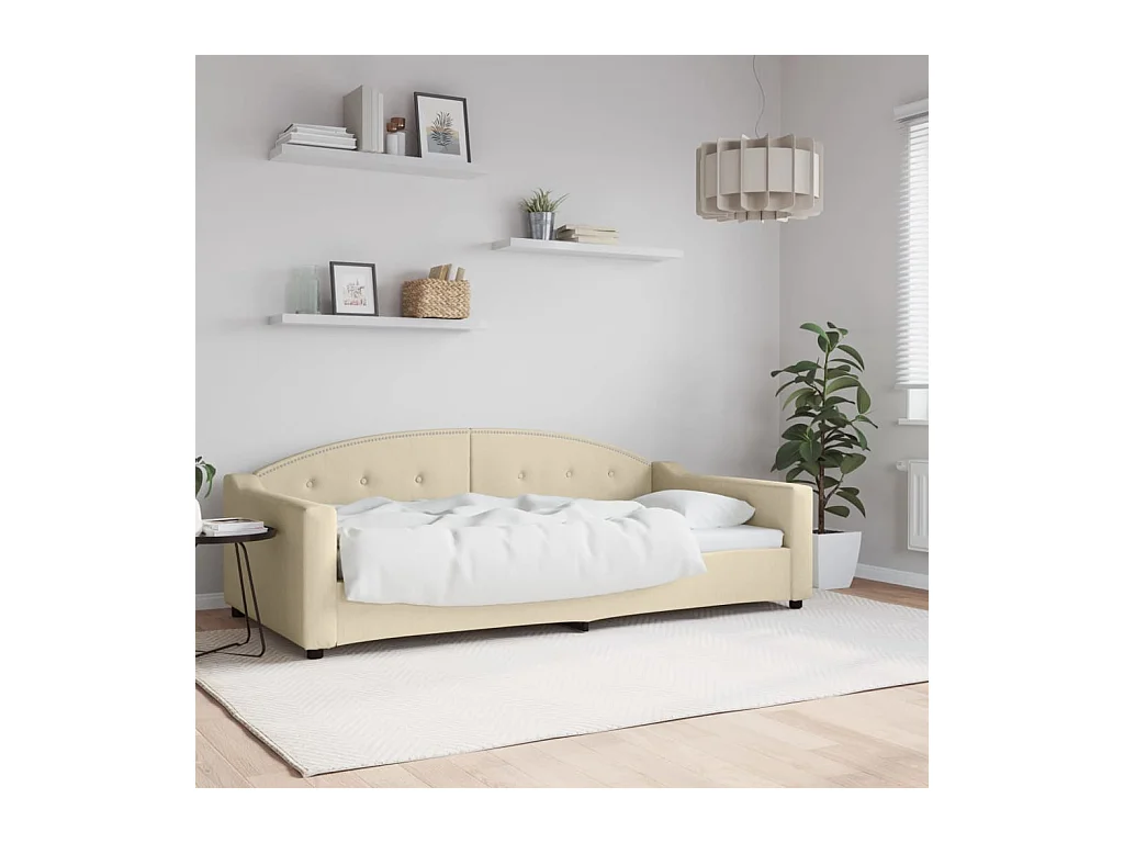 Lit-100x200 cm de repos crème tissu EGGB47295