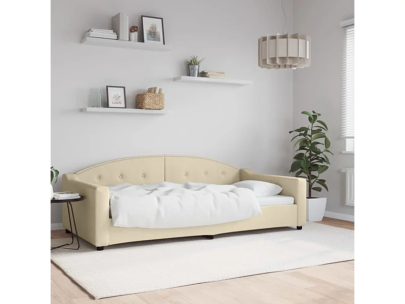 Lit-100x200 cm de repos crème tissu EGGB47295