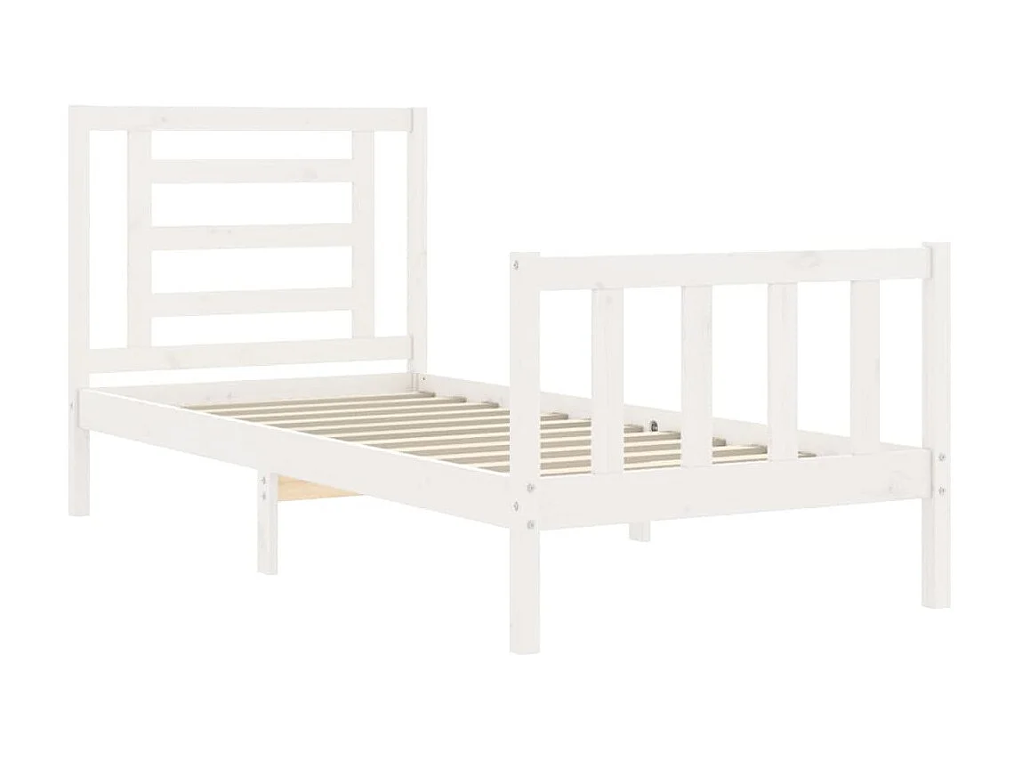 Lit-90x190 cm avec tête de lit blanc simple bois massif EGGB59548