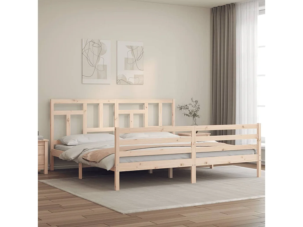 Bedframe met hoofdbord massief hout 200x200 cm NL29091