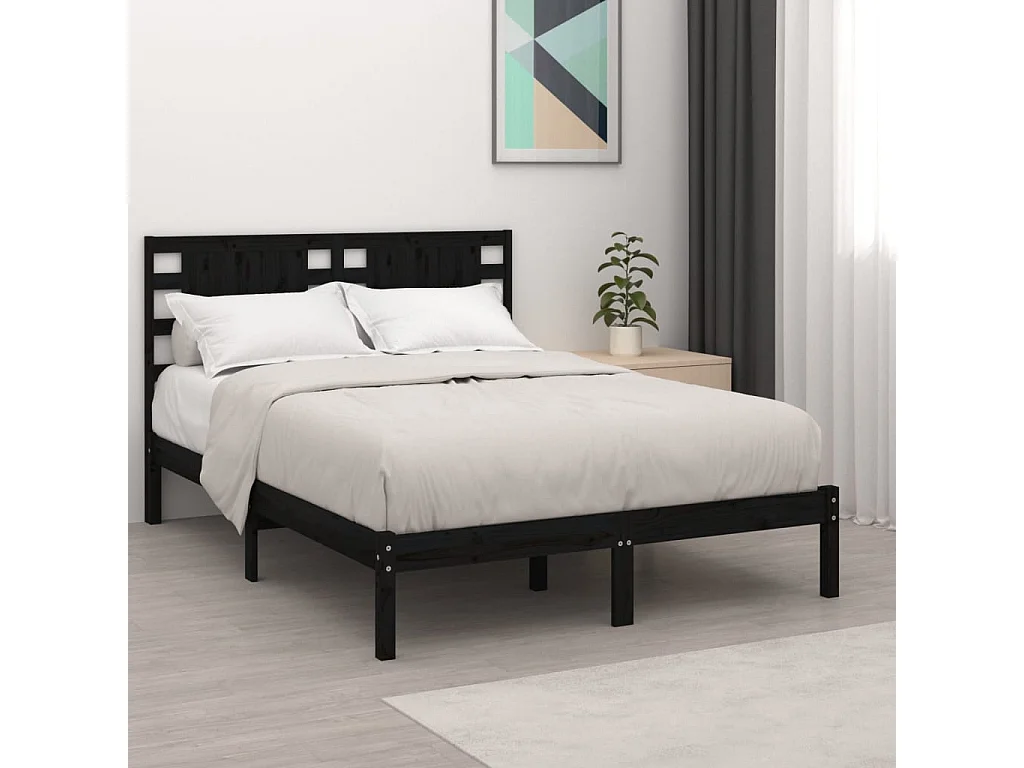 Lit-180x200 cm Noir Bois massif Super King EGGB92262