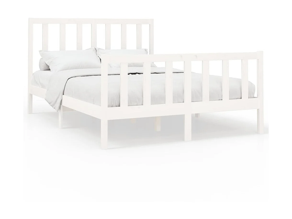 Lit-160x200 cm Blanc Bois de pin massif EGGB76669