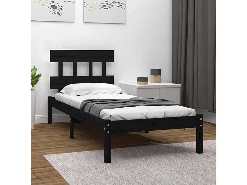 Cama pequena solteiro 75x190 cm madeira preto PT923850