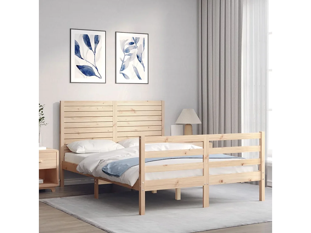 Cama 140x190 cm con cabecero madera maciza ES72442