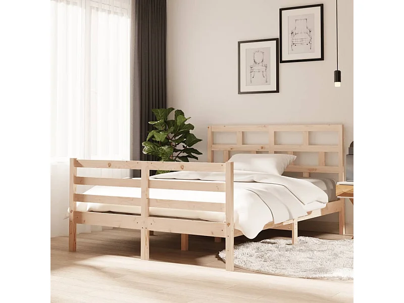 Lit-135x190 cm Bois massif Double EGGB79475