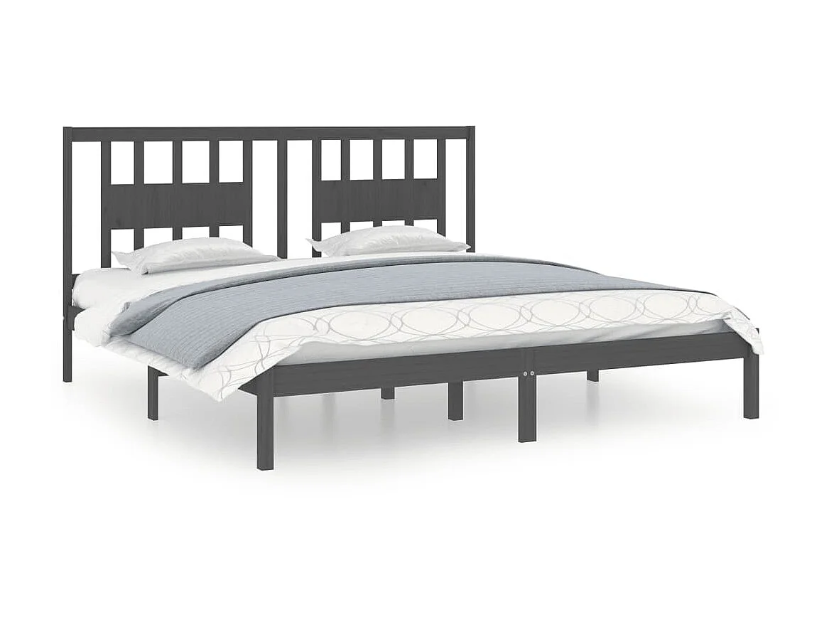 Lit-200x200 cm Gris Bois de pin massif EGGB39419