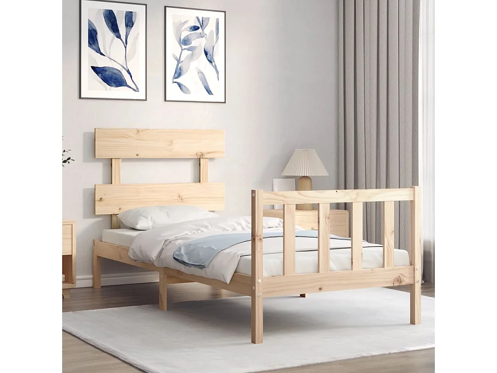 Bedframe met hoofdbord massief hout NL59723