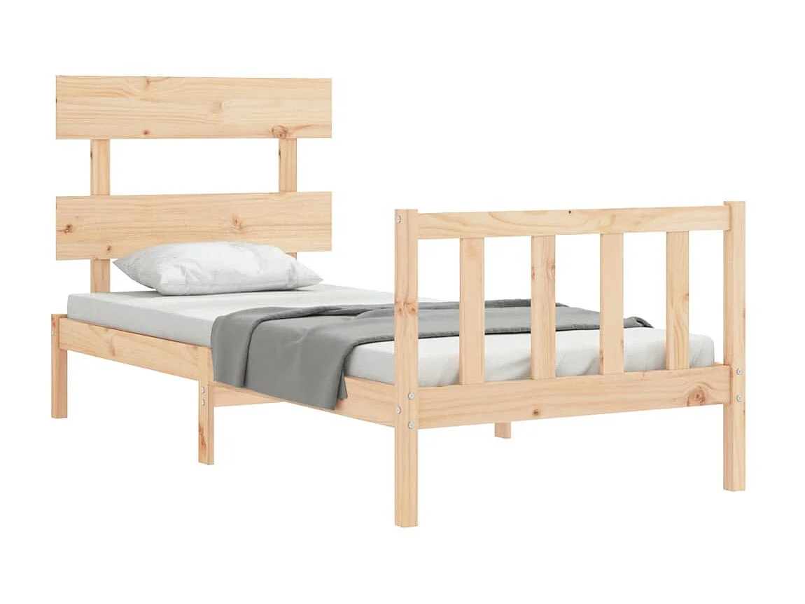 Bedframe met hoofdbord massief hout NL59723
